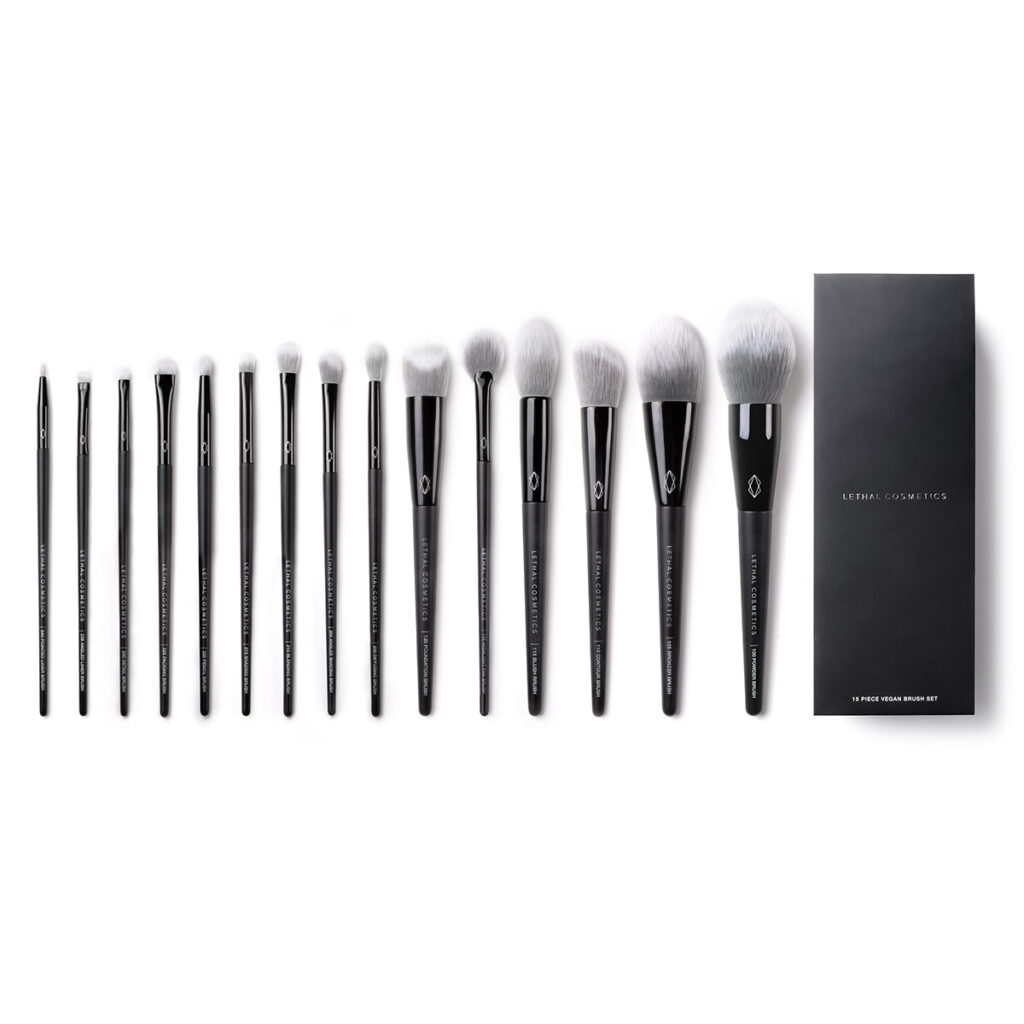 15 Piece Vegan Brush Set Synthetic cosmetic brushes | Lethal Cosmetics